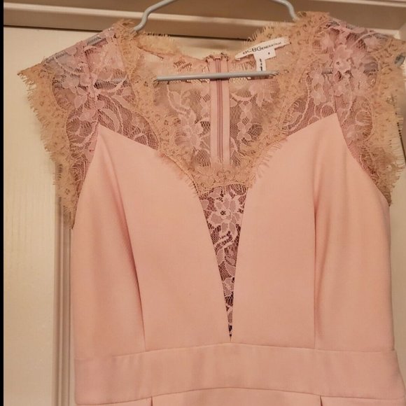 BCBG Generation Rose Smoke Lace Pleated Mini Dress Size 2 - Picture 8 of 16